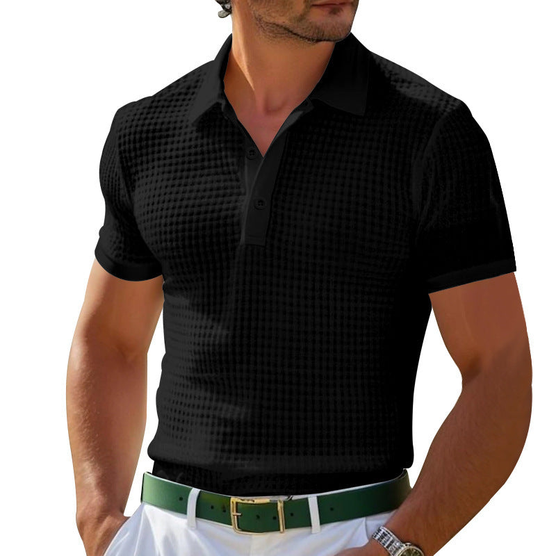 Mens Waffle Texture Polo Shirt