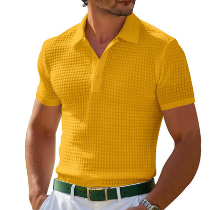Mens Waffle Texture Polo Shirt
