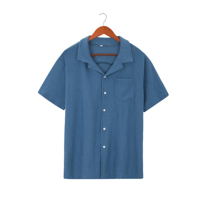 Mens Waffle Texture Short Sleeve Shirt