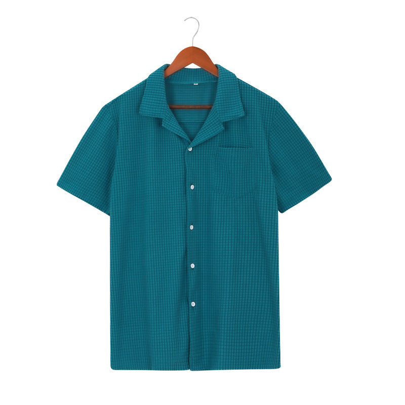Mens Waffle Texture Short Sleeve Shirt