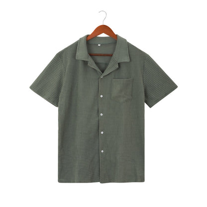 Mens Waffle Texture Short Sleeve Shirt