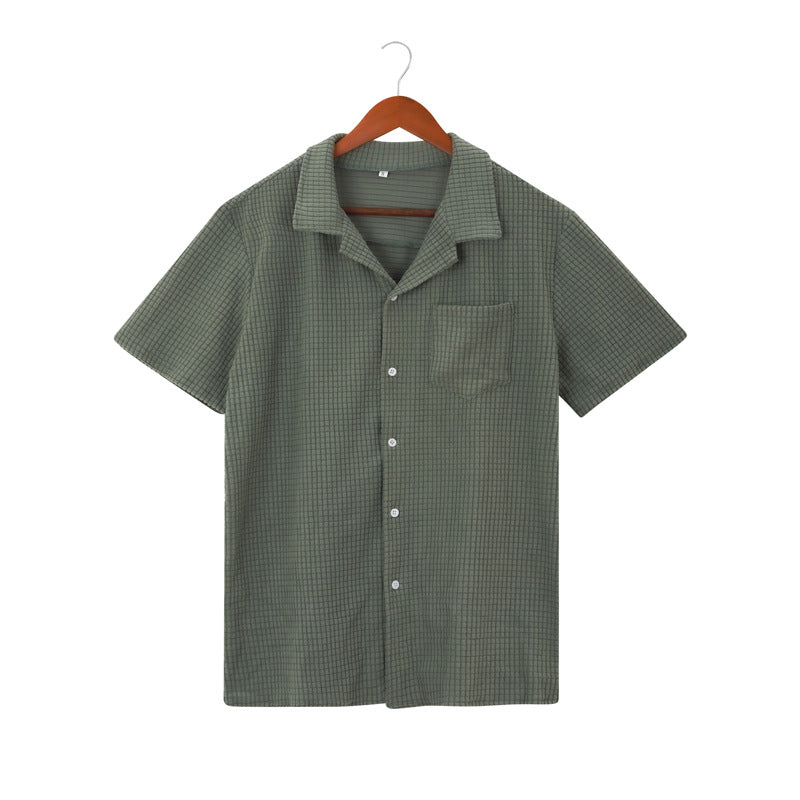 Mens Waffle Texture Short Sleeve Shirt