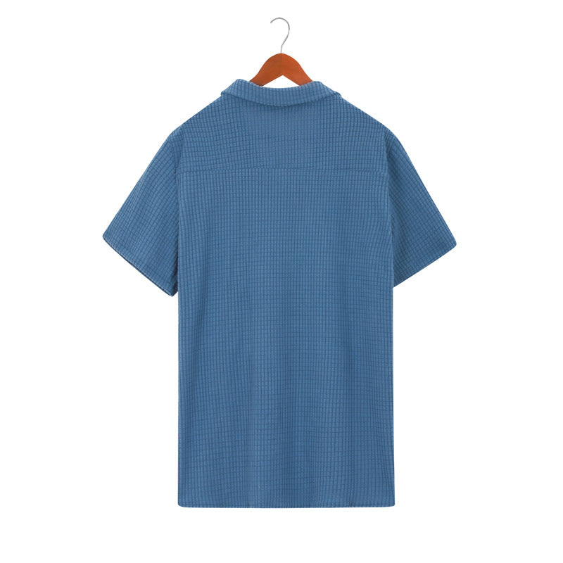 Mens Waffle Texture Short Sleeve Shirt