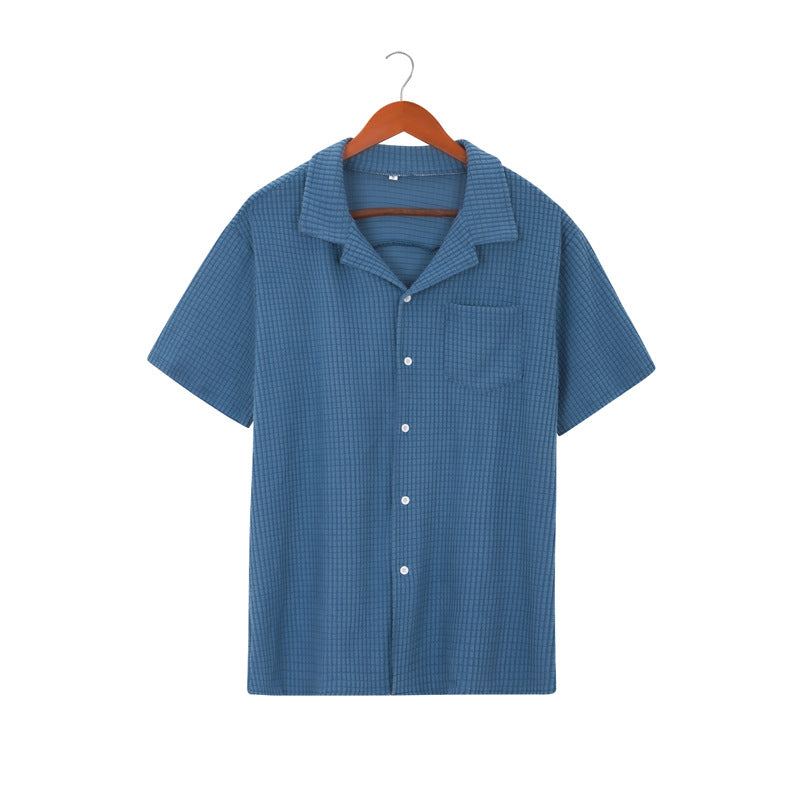 Mens Waffle Texture Short Sleeve Shirt