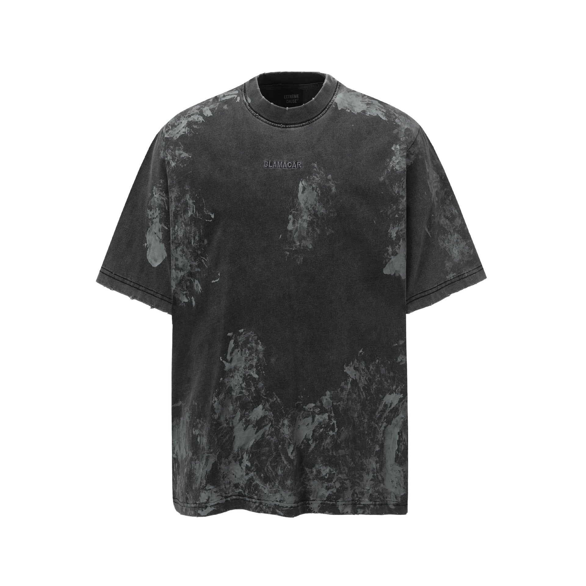 Mens Washed Cotton Graphic T-shirt with Distressed Detail