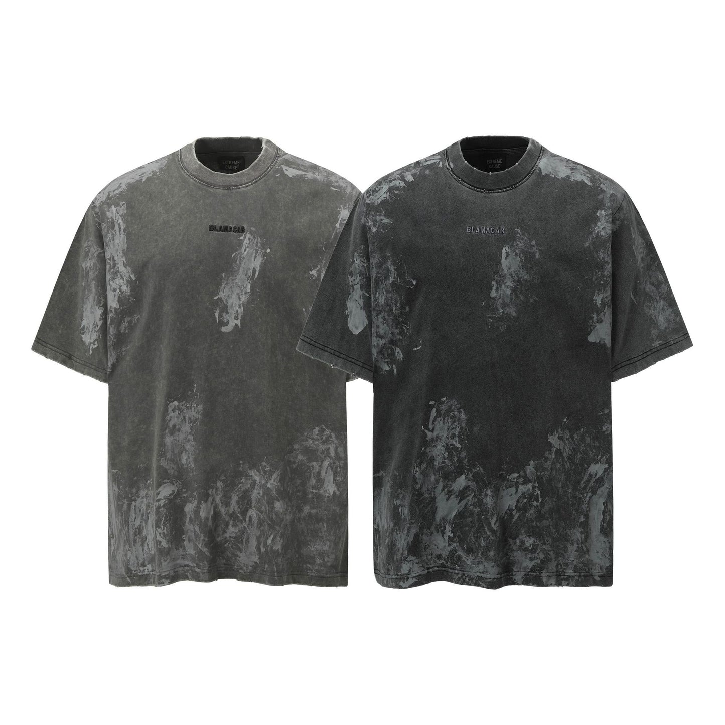 Mens Washed Cotton Graphic T-shirt with Distressed Detail