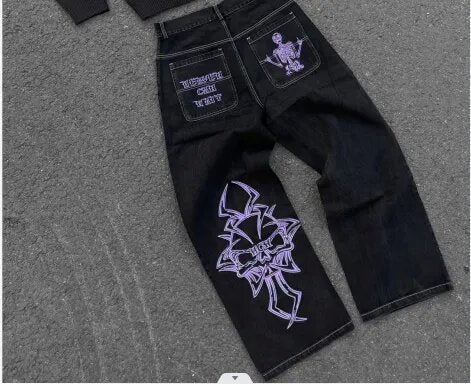 Mens Washed Cotton Wide Leg Jeans
