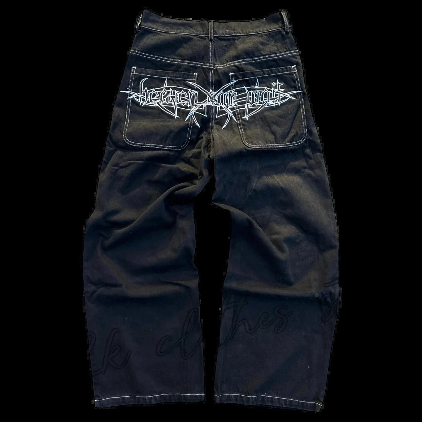 Mens Washed Cotton Wide Leg Jeans