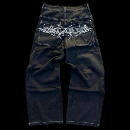 Mens Washed Cotton Wide Leg Jeans