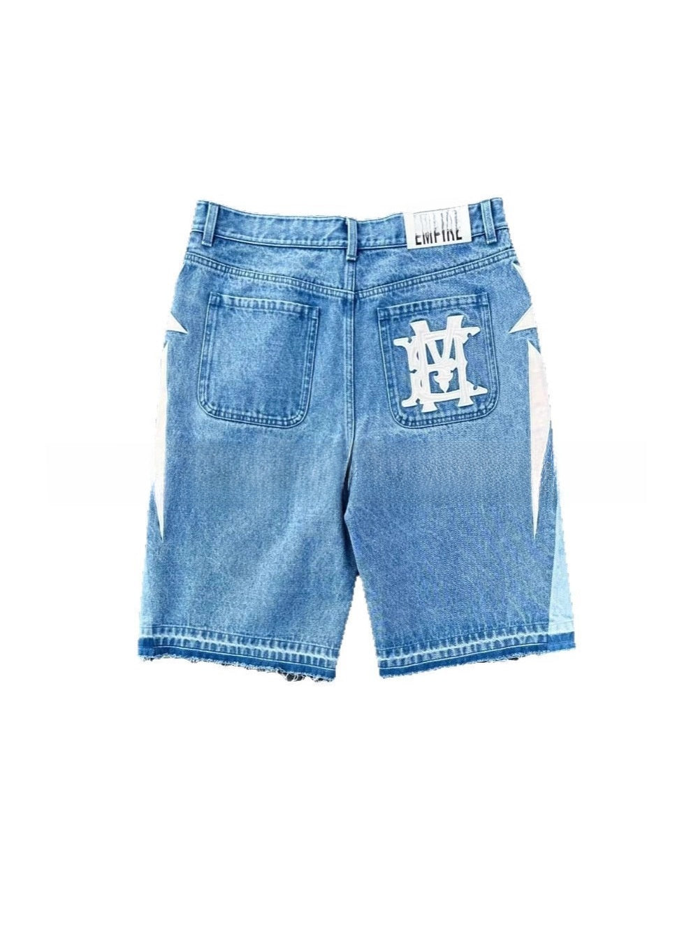 Mens Washed Denim Printed Casual Shorts