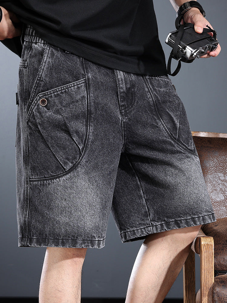Mens Washed Denim Workwear Shorts
