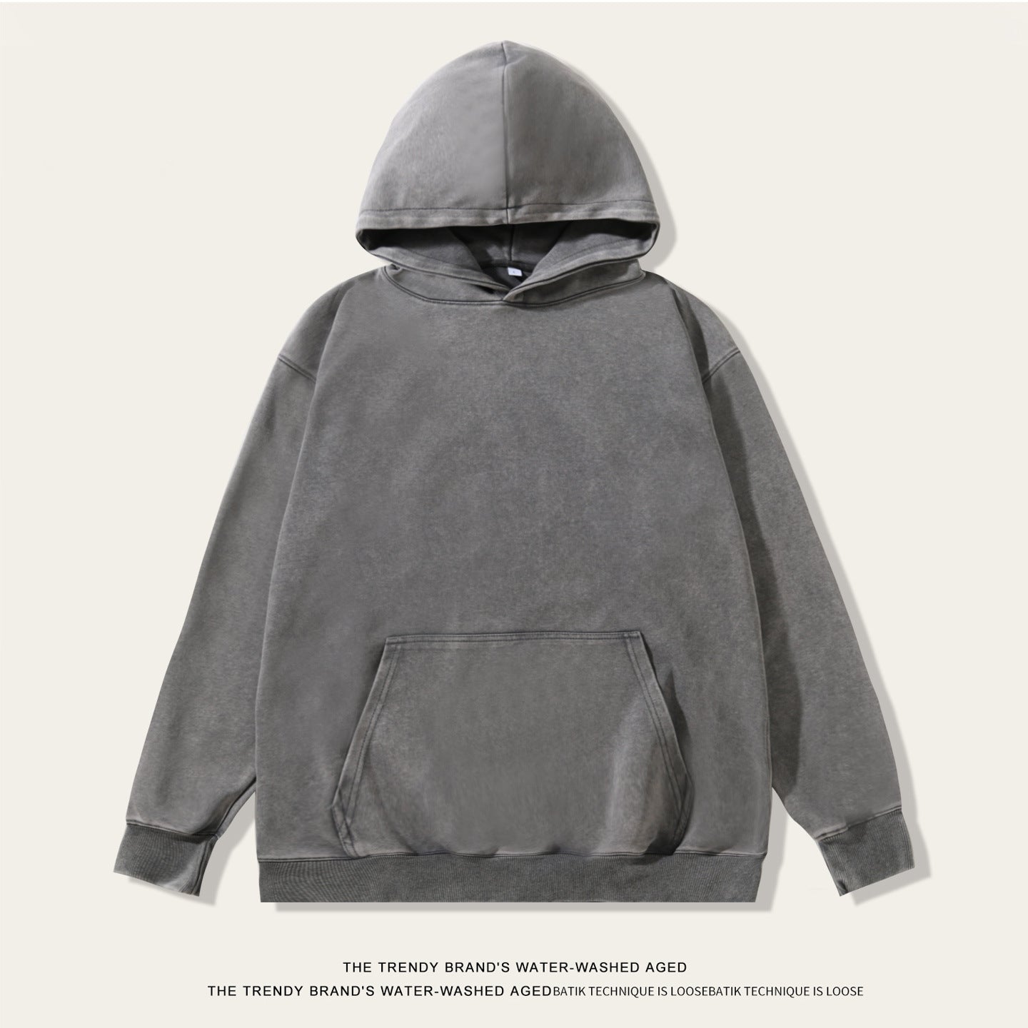 Mens Washed Distressed Hooded Sweatshirt