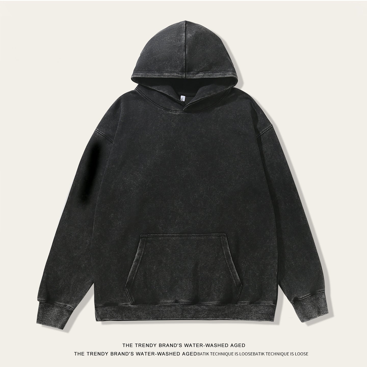 Mens Washed Distressed Hooded Sweatshirt
