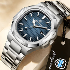 Rose Gold Case Green Dial Steel Band