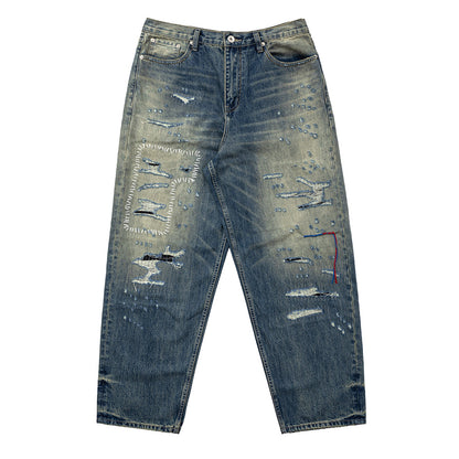 Mens Wide Leg Denim Trousers