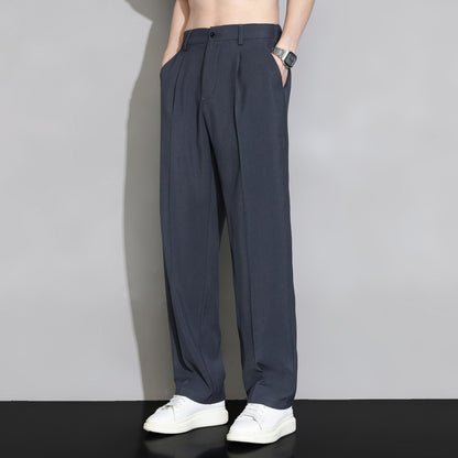 Mens Wide Leg Straight Casual Trousers