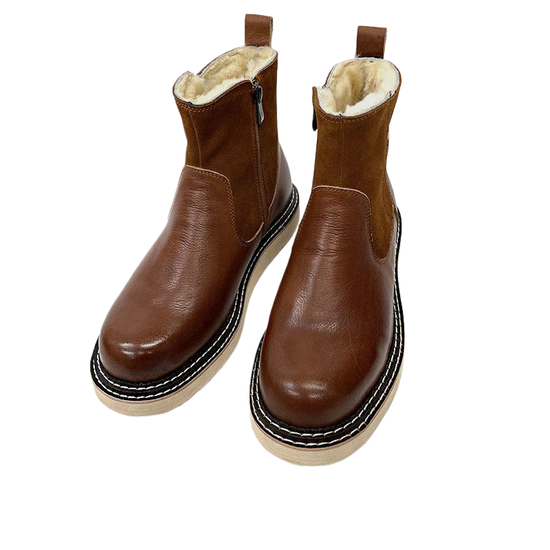 Mens Winter Snow Boots Sheepskin Lined Waterproof