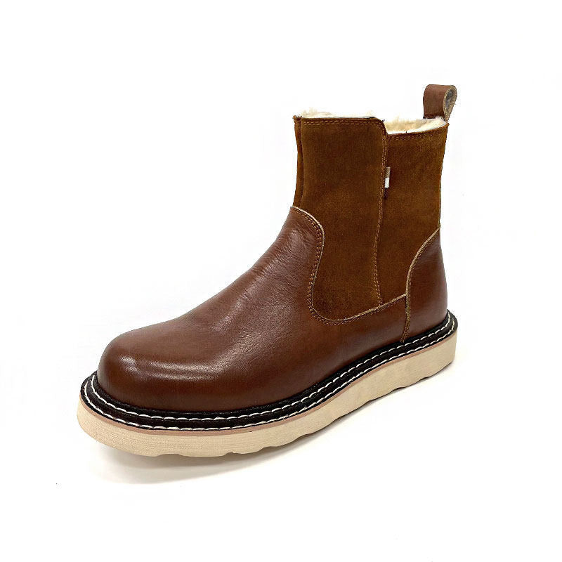 Mens Winter Snow Boots Sheepskin Lined Waterproof