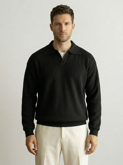 Mens Wool Blend Seagull Collar Knit Sweater