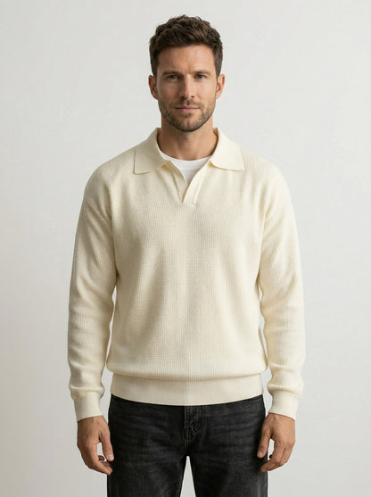 Mens Wool Blend Seagull Collar Knit Sweater