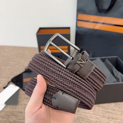 Mens Woven Elastic Leather Belt