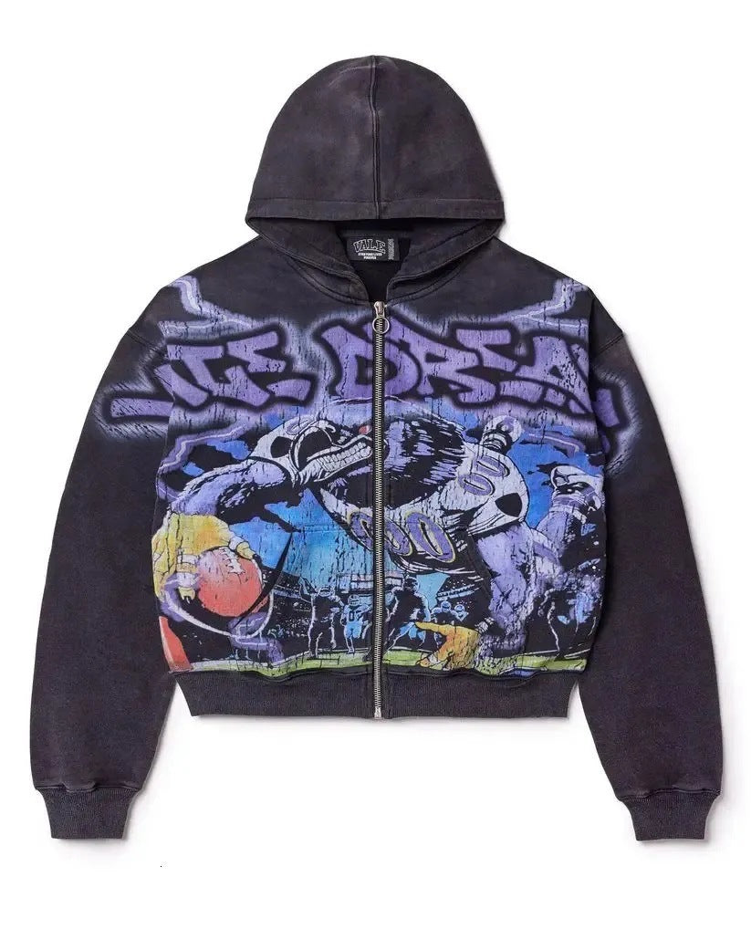 Mens Zip-Up Hooded Sweatshirt with Camouflage Print