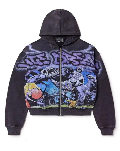 Mens Zip-Up Hooded Sweatshirt with Camouflage Print