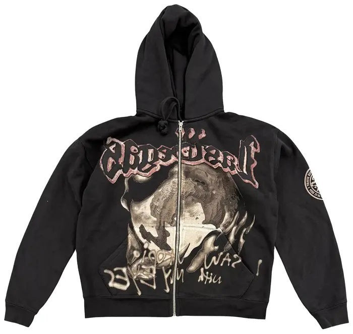 Mens Zip-Up Hooded Sweatshirt with Camouflage Print