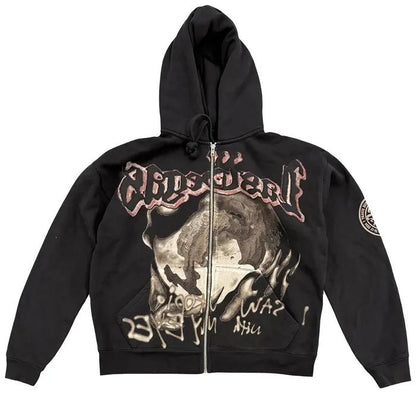 Mens Zip-Up Hooded Sweatshirt with Camouflage Print