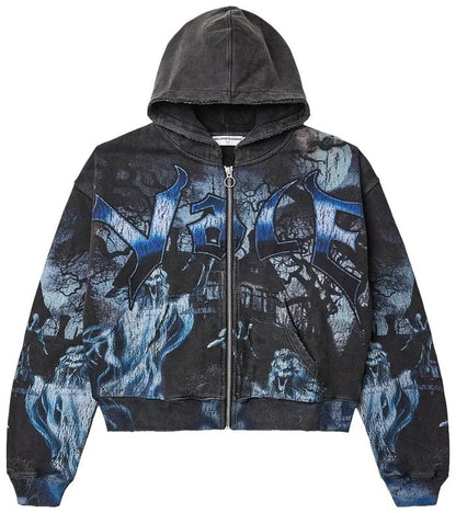 Mens Zip-Up Hooded Sweatshirt with Camouflage Print