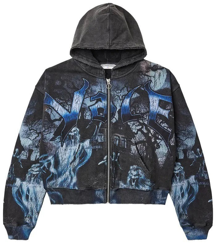 Mens Zip-Up Hooded Sweatshirt with Camouflage Print