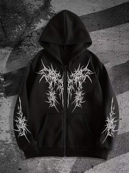 Mens Zipper Hooded Fleece Sweatshirt