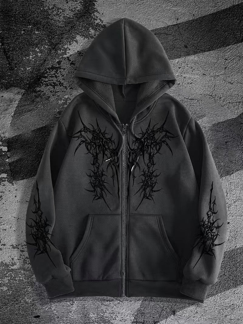 Mens Zipper Hooded Fleece Sweatshirt