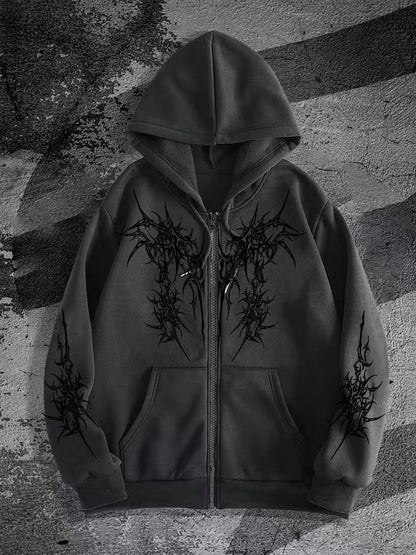 Mens Zipper Hooded Fleece Sweatshirt