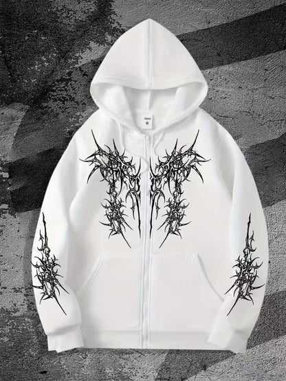 Mens Zipper Hooded Fleece Sweatshirt