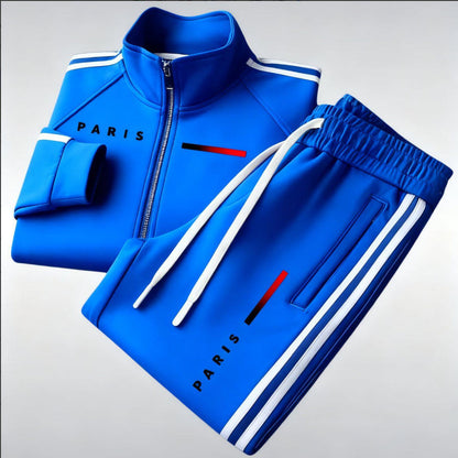 Mens zipper jacket printed casual set