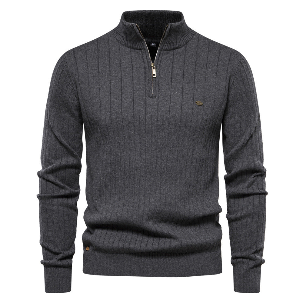 Mens Zipper Knit Sweater