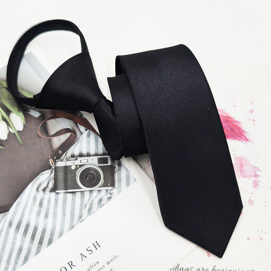 Mens Zipper Tie Satin Formal