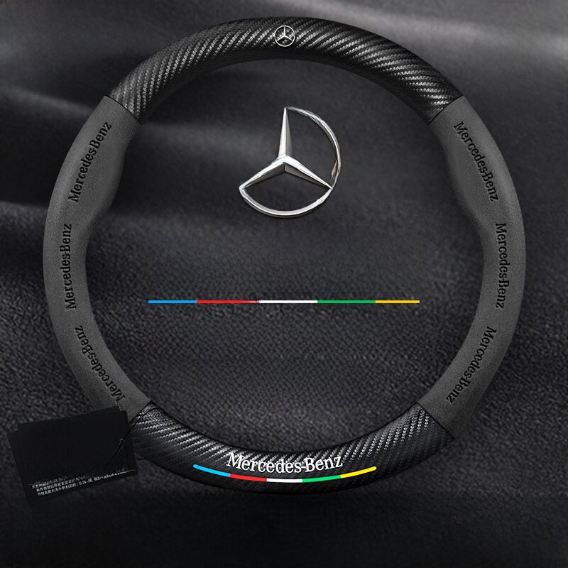 Mercedes-Benz Glb Steering Wheel Cover 200/220 Genuine Leather 20-25 Models Suede Carbon Fiber Ultra-Thin Car Handlebar Cover