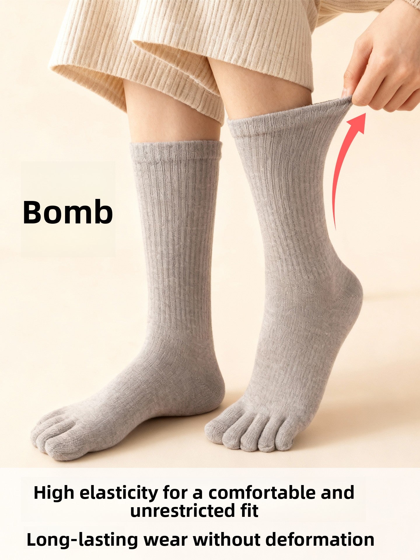 Merino Wool Five-Toe Breathable Socks