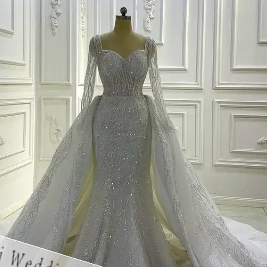 Mermaid Lace Wedding Dress Long Sleeves