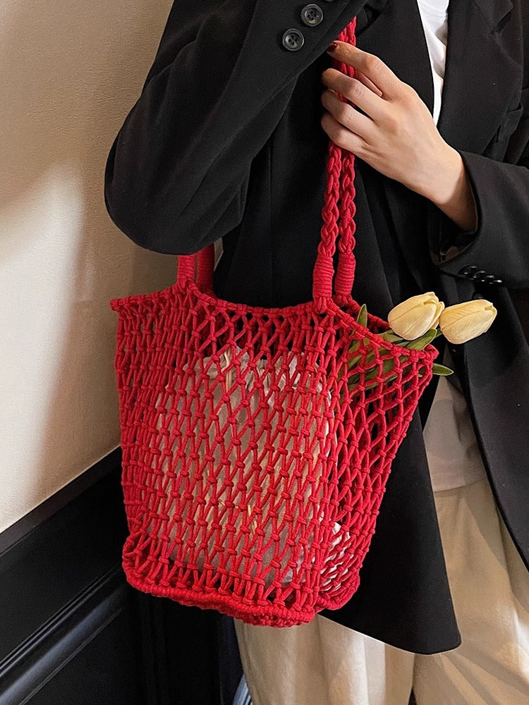 Mesh Drawstring Tote Bag