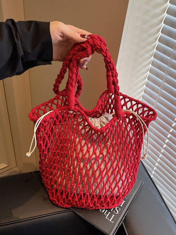 Mesh Drawstring Tote Bag