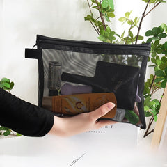 Black Large Mesh Makeup Bag