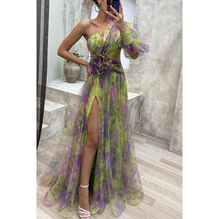 Mesh One-Shoulder Dress