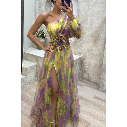 Mesh One-Shoulder Dress