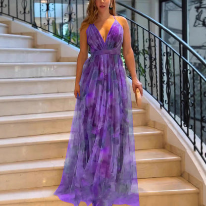 Mesh Print Flared Dress