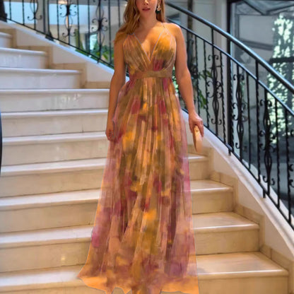 Mesh Print Flared Dress