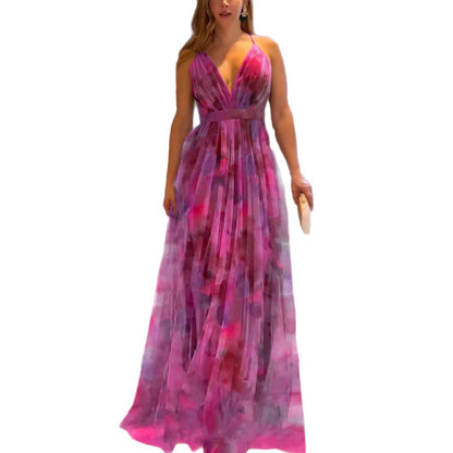 Mesh Print Flared Dress
