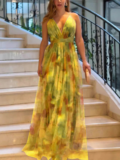 Mesh Print Flared Dress